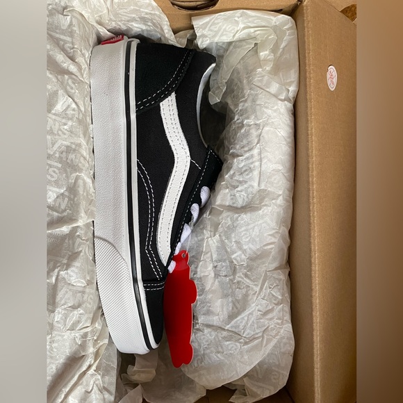 (New) Kids Vans Size 1.0 Black/True White - Picture 2 of 9